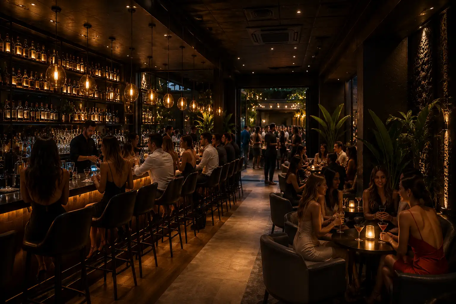 Het interieur van Portofino, cocktailbar in Torrevieja