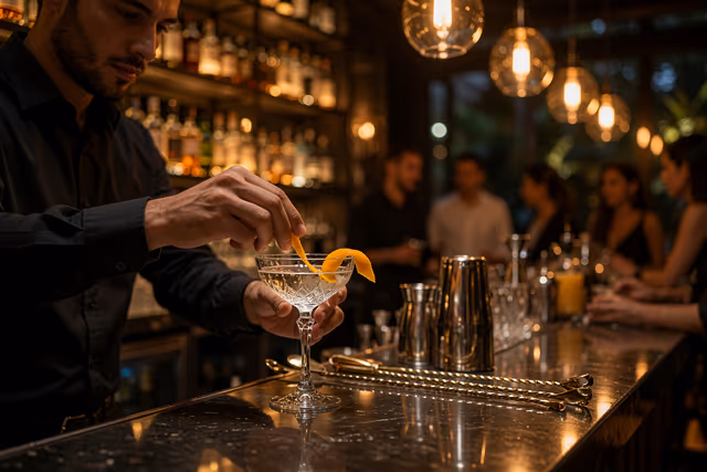 De laatste hand aan een cocktail bij Portofino